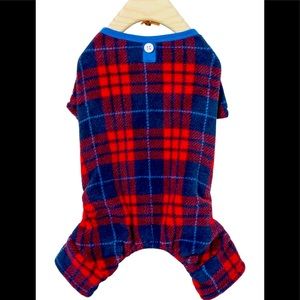 Wag-A-Tude Red/Blue Fleece "Flannel" Dog Pajamas- XS